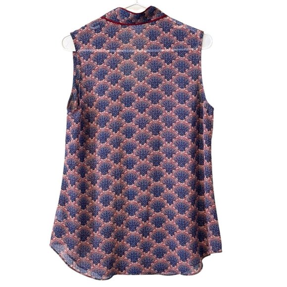 CAbi Sleeveless Blouse Size Medium Button Polyester Beach‎ Colorful Lightweight - Picture 2 of 11